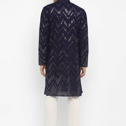 Devyom Men Embroidered Regular Thread Work Kurta with Pyjamas image 5
