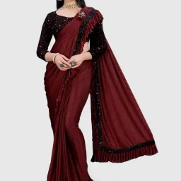 APNISHA Maroon Embellished Ready to Wear Sarees With Blouse-image-27
