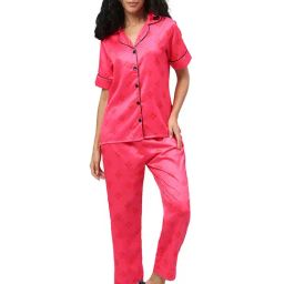 Smarty Pants Pink Satin Floral Shirt With Pyjamas-image-42