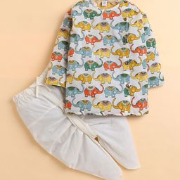 Polka Tots Kids Printed Angrakha Pure Cotton Kurta with Dhoti Pants-picture-46