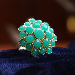 CARDINAL Green & Gold-Toned Stone Studded Adjustable Ring-image-46