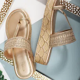 Anouk Embellished Ethnic Wedge Sandals-36
