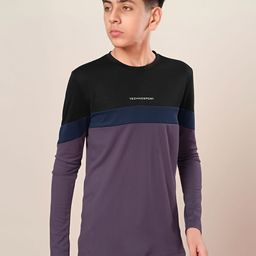 Technosport Boys Colourblocked Round Neck Antimicrobial Slim Fit T-shirt-image-37