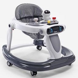Baby Multifunctional Robotic Shape Adjustable Height Musical Baby Walker - Grey-18
