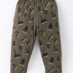 Doreme Single Jersey Knit Full Length Lounge Pant with Boat Print - Brown-image-25