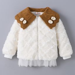 Kookie Kids Full Sleeves Winter Jacket With Peter Pan Collar - Beige-image-116