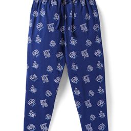 Taeko Single Jersey Knit Lounge Pants With Sports Theme Text Print - Blue-16