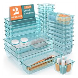 JD FRESH Set of 2 Unbreakable Drawer Organizer Drawer Organizer - SeaBlue-65