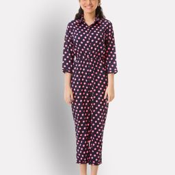 Uptownie Three Fourth Sleeves Polka Dots Printed Jumpsuit - Black-image-70