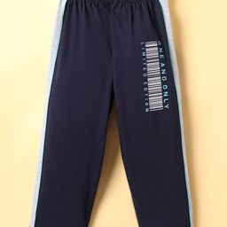 Taeko Single Jersey Full Length Track Pant With Text Print - Navy Blue-picture-7