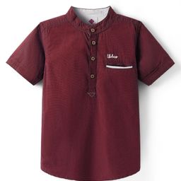 TONYBOY Cotton Half Sleeves Solid Shirt - Maroon-image-29
