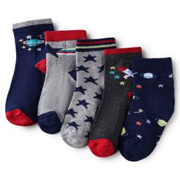 Cute Walk by Babyhug Knit Ankle Length Antibacterial Socks With Star Design Pack Of 5 - Multicolour-image-12