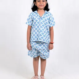 Tilism Knit Half Sleeves Abstract Printed Shirt & Shorts Coordinating Night Suit Set - Multi Colour-picture-15