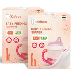 Kidbea Baby Milk Feeding Sipper Cup, 200ml, 100 g, Pink | Anti-Colic Nipple | BPA-Free | Rust Free | Food Grade-picture-4