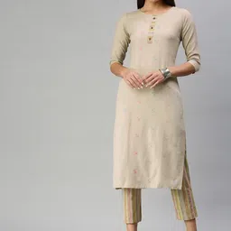 DIVASTRI Geometric Printed Round Neck Straight Kurta With Trousers-picture-16