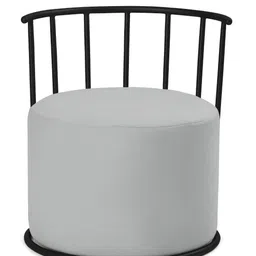 Blck Homes Grey & Black Cotton & Metal Round Ottoman-image-46