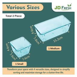 JD FRESH Set of 2 Unbreakable Drawer Organizer Drawer Organizer - SeaBlue image 3