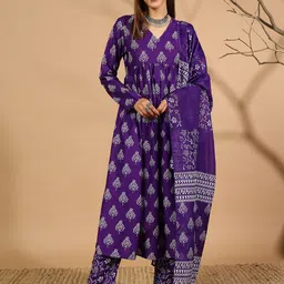 Anouk Women Floral Printed Regular Kurta with Trousers & With Dupatta-10