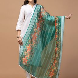 Kaizen TEXO FAB Ethnic Motifs Printed Organza Dupatta image 1