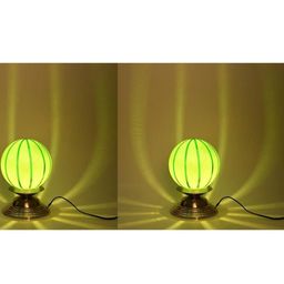 SOMIL Grey & Green 2 Pieces Printed Glass Spherical Table Lamps-image-43