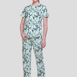 KIZA Women Pure Cotton Abstract Printed Night suit-image-46