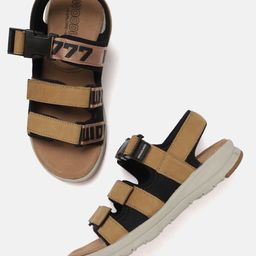 Woodland Men Camel Brown Solid Leather Comfort Sandals-picture-14