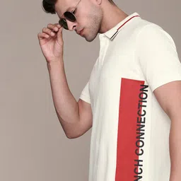 French Connection Men Brand Logo Printed Polo Collar Pure Cotton T-shirt-image-59