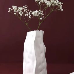 Tayhaa White Ceramic Morden Wrinkled Vase-image-87
