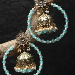 Karatcart Light Blue Jhumki Earrings for Women-picture-17