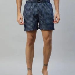 Don Vino Navy Printed Cotton Boxer Shorts-image-92
