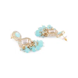 Zaveri Pearls Turquoise Blue Austrian Diamonds & Artificial Stones Dangler Earring-ZPFK16918 image 5