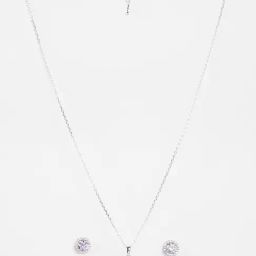 Clara 925 Silver Platinum Plated Swiss Zirconia Tove Pink Solitaire Pendant Earrings Chain Necklace Jewellery Set for Women & Girls-image-52