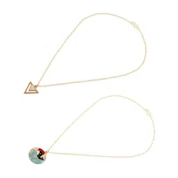 Zaveri Pearls Set of 2 Multicolor Enamelled Dolphin & Triangular Pendant & Chain-ZPFK16833 image 5
