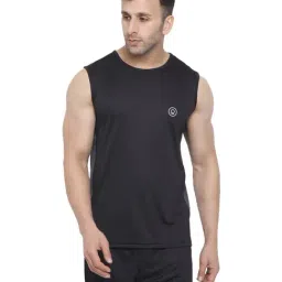 Chkokko Dark Grey & Black Regular Fit Sports T-Shirt-image-24