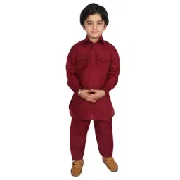 SG Yuvraj Kids Maroon Solid Kurta with Pyjama-image-75