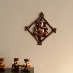eCraftIndia Lord Ganesha on Rhombus Frame Metal Wall Hanging-27