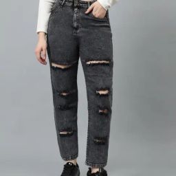 Kotty Light Grey Distressed High Rise Jeans-image-48