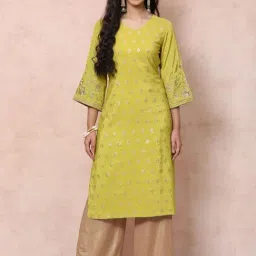 Rangriti Green Embroidered A Line Kurta-image-93