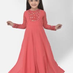 Eavan Kids Coral Embroidered Dress-image-82
