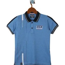 Monte Carlo Kids Blue Melange Striped Polo T-Shirt-image-91