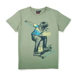 Gini & Jony Kids Green Printed T-Shirt-image-50