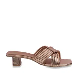 Metro Women's Rose Gold Cross Strap Sandals-image-17