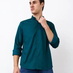 Spykar Men Green Slim Fit Solid Full Sleeve Casual Shirt-image-90