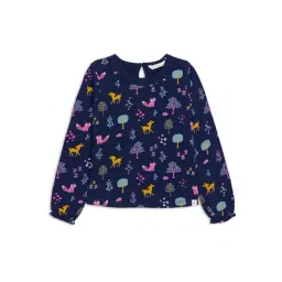 H by Hamleys Girls Blue Printed Full Sleeves T-Shirt-image-80