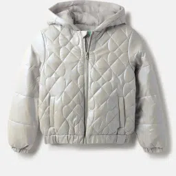United Colors of Benetton Girls Grey Quilted Jacket-picture-1