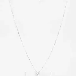 Clara 925 Silver Platinum Plated Swiss Zirconia Heart's Desire Solitaire Pendant Earrings Chain Necklace Jewellery Set for Women & Girls-image-83