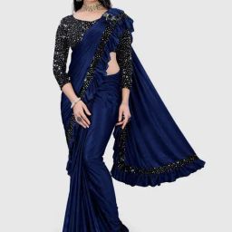 APNISHA Navy Embellished Ready to Wear Sarees With Blouse-picture-14