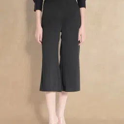 RAREISM Black Polyester Solid Trousers-image-16