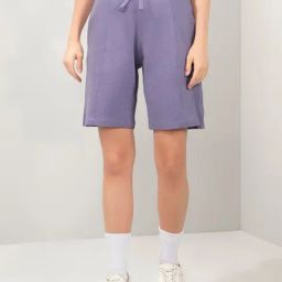 Amante Blue Relaxed Fit Solid Shorts-image-85