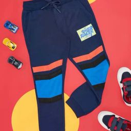 Pantaloons Junior Estate Blue Cotton Printed Joggers-image-98